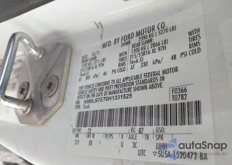 2017 Ford Transit Connect Xl from USA, damaged, VIN NM0LS7E70H1331525